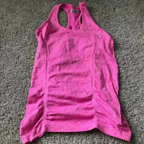ATHLETA Fastest Track Seamless Ruched Pink Tank - Picture 2 of 4
